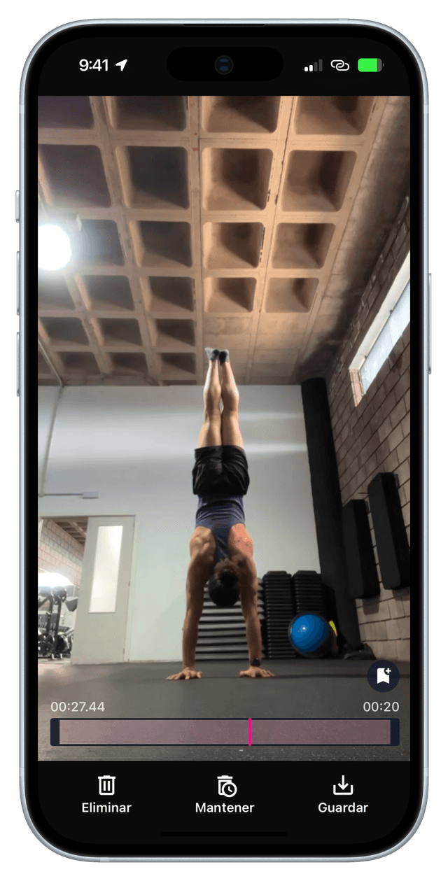 Captura de pantalla de la aplicación navegando por un video